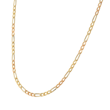 14K Three Color Gold Figaro Chain 2.2mm x 22inch -226771