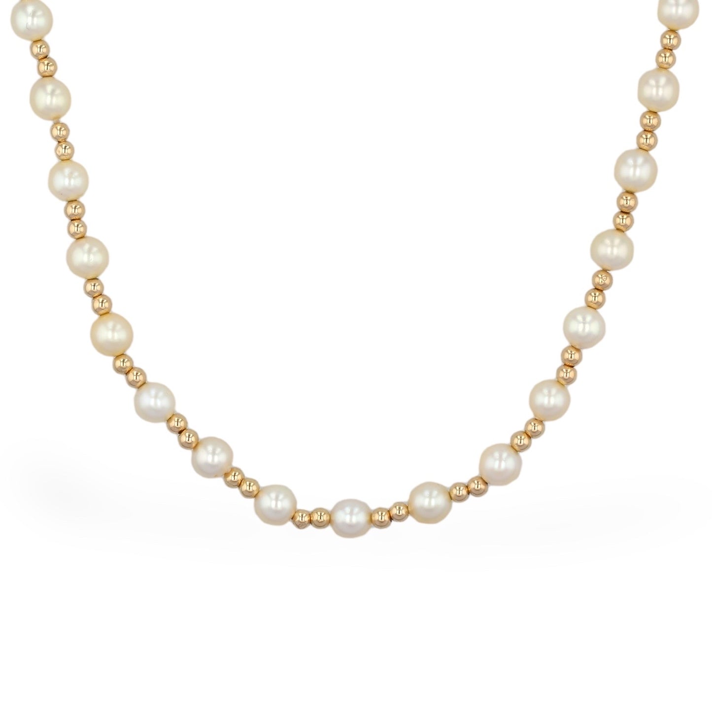 14k yellow gold bead Japanese pearl necklace