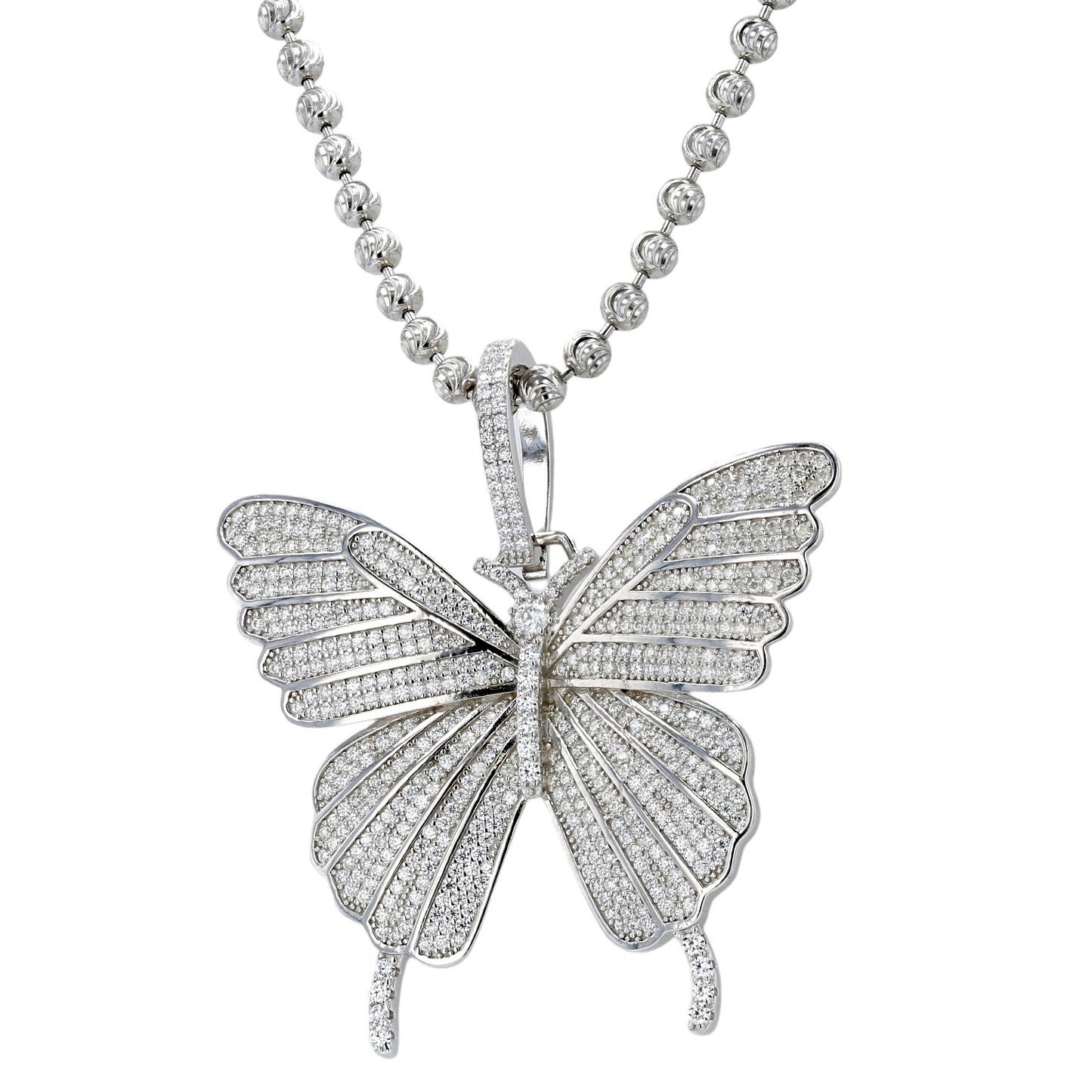 White silver 925 necklace butterfly pendant