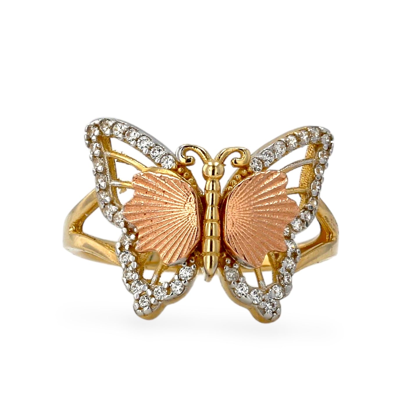 14K two tones gold butterfly ring-224810