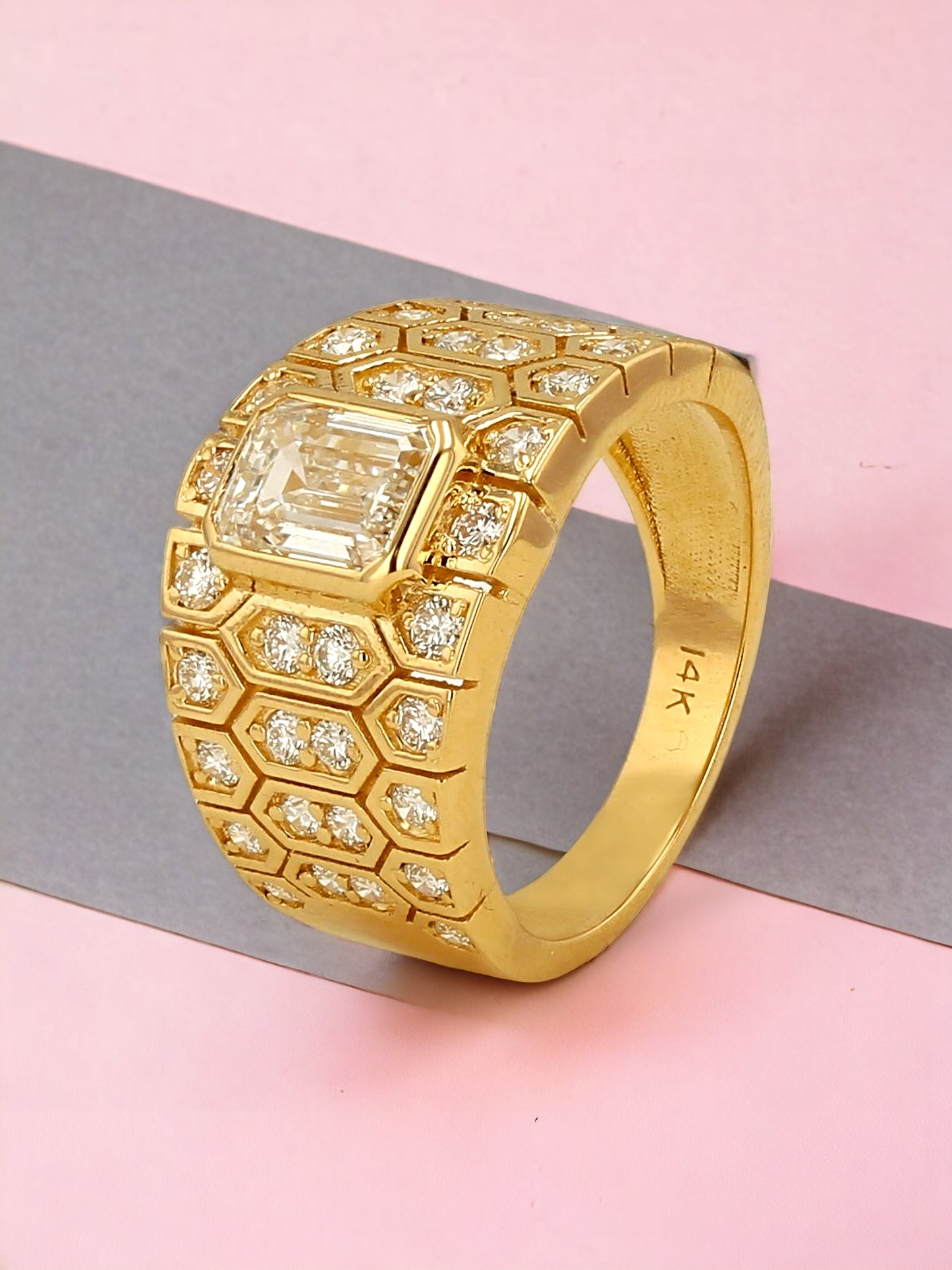 14k yellow gold 2.54Ct diamonds mamba snake skins design ring-157282