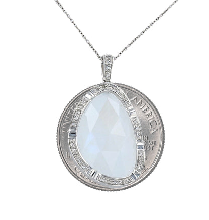 White gold 14k necklace moonstone necklace