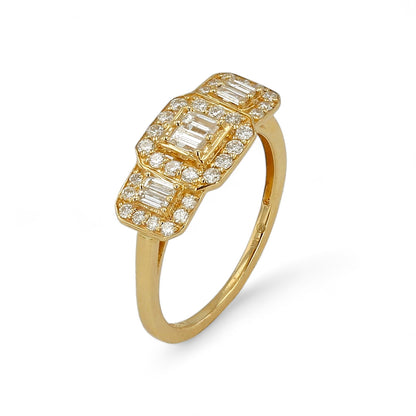 14K Yellow Gold Diamond Ring with 3 Baguette Stone-RG4753Y