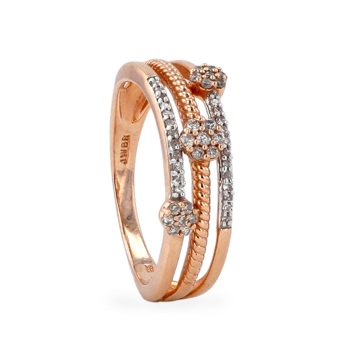 10K gold rose clover diamond ring-224821