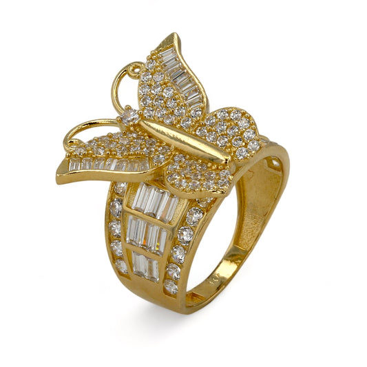 14k yellow gold butterfly princess ring-227167