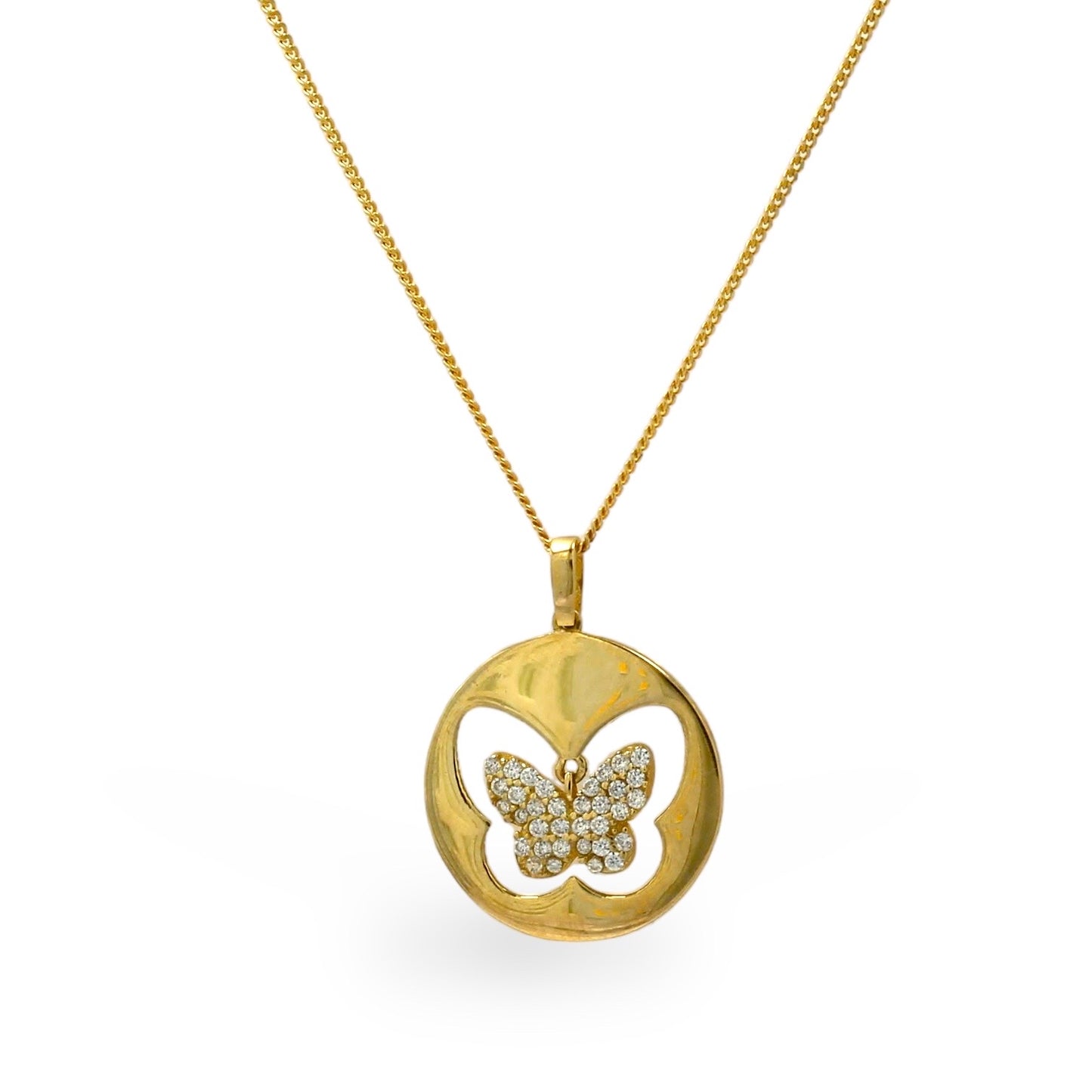 10k Yellow gold butterfly Floating pendant necklace-02