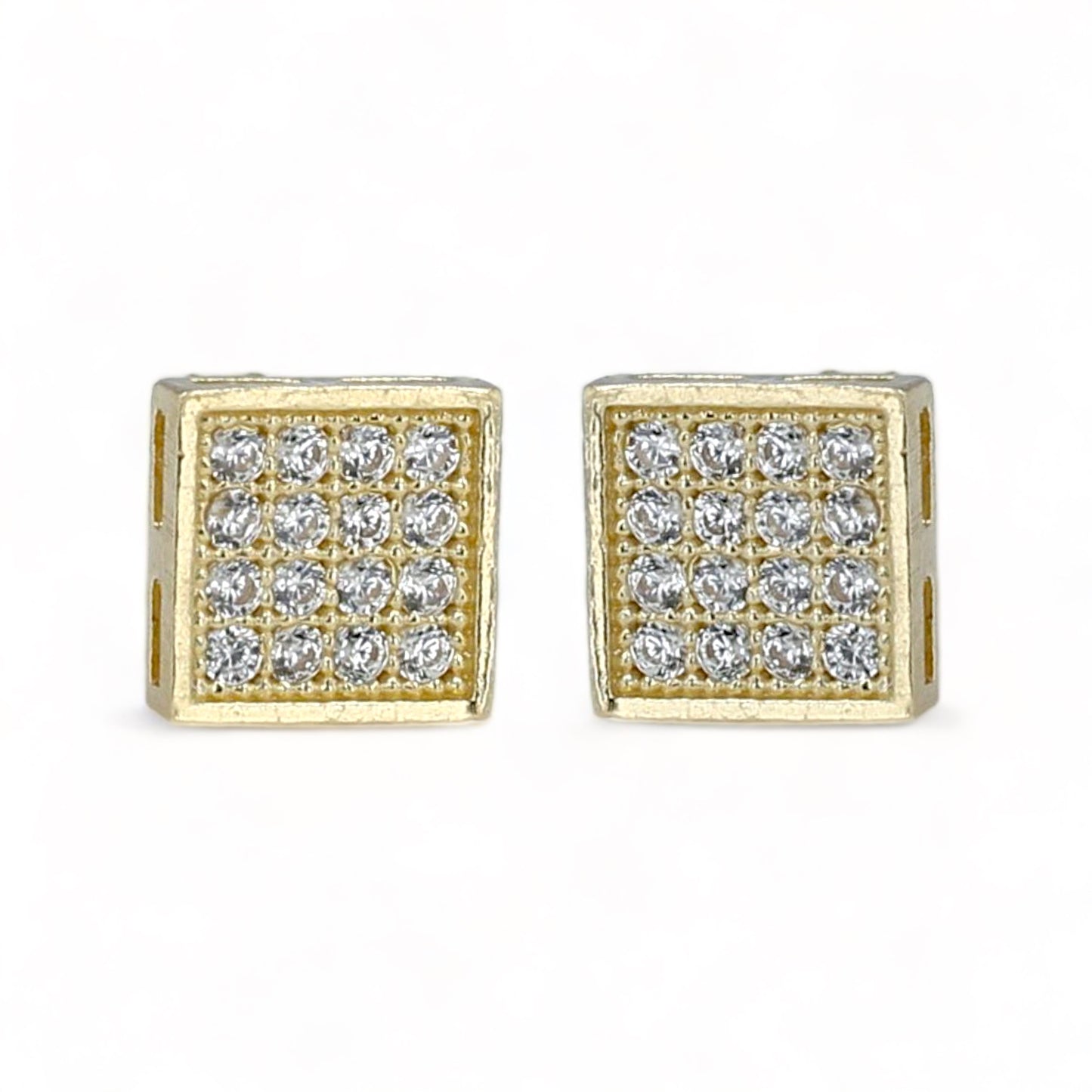 10k Yellow gold square stud earrings-3331