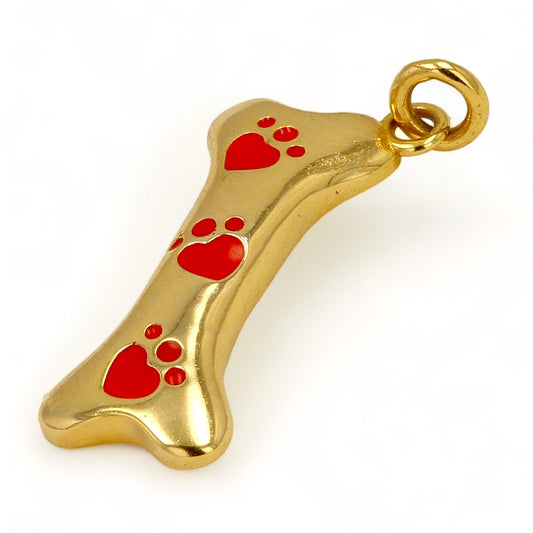 14K Yellow solid gold love bone pendant-63838