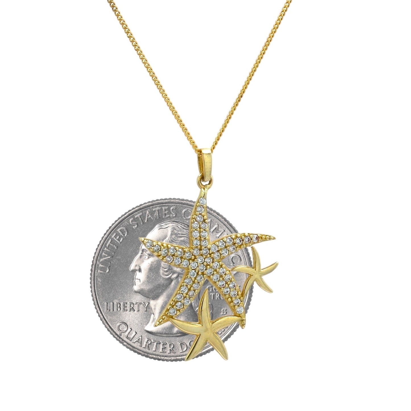 10k Yellow gold Stars pendant necklace-03