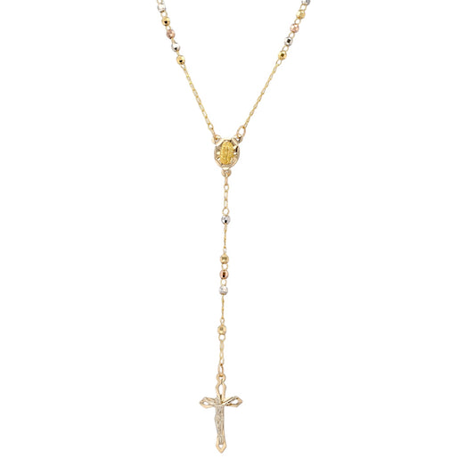 14K three color solid 2*18 Rosary-225633