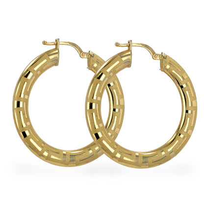 10K Yellow Gold Greek Style hoops earrings-222796