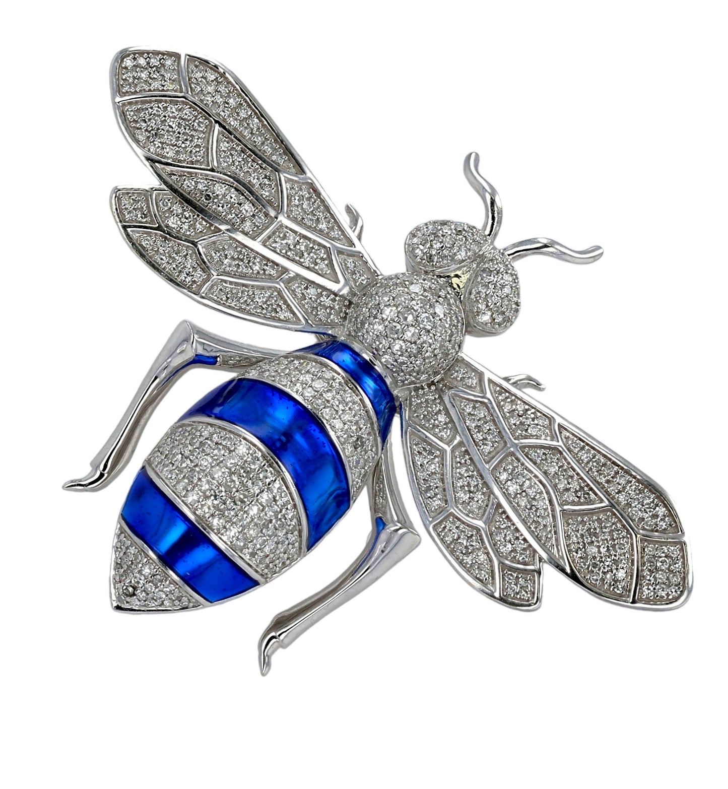 14K white gold diamond bee pendant