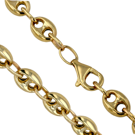 10k Yellow gold 8mm mariner puff anklet-226945
