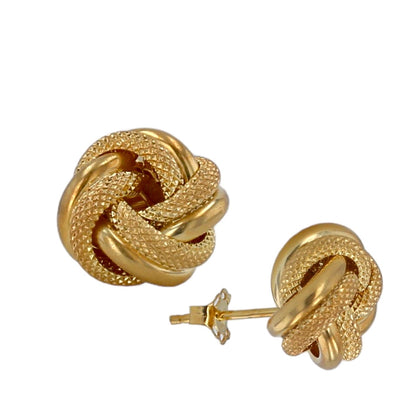 10K yellow small gold love knot studs earring-226230