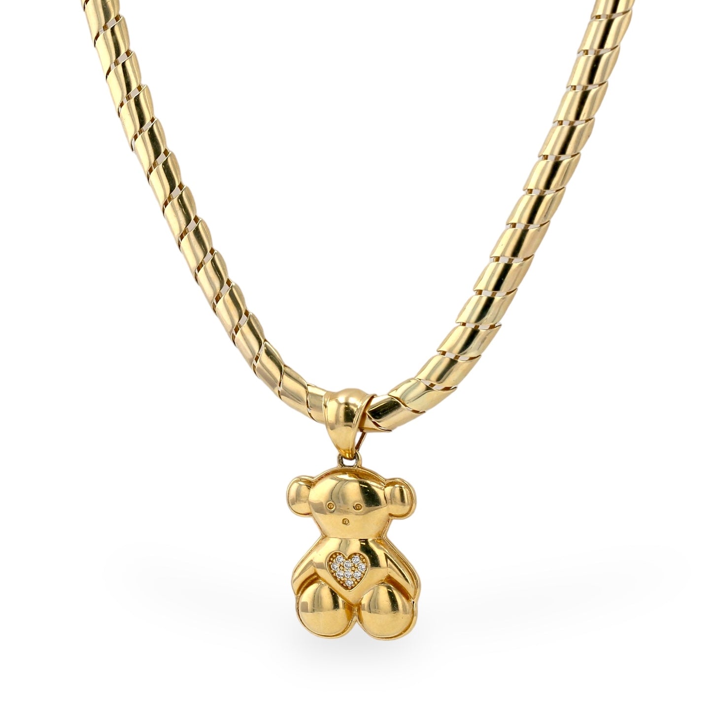 10K Yellow gold teddy bear necklace-221915