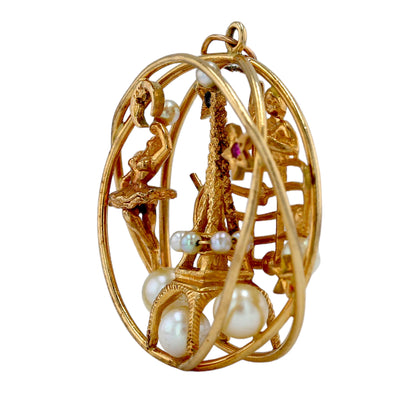 Yellow 14k solid gold Eiffel Tower 3D pendant