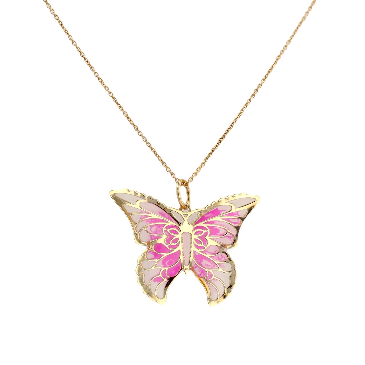 Yellow 14k gold butterfly necklace-1256