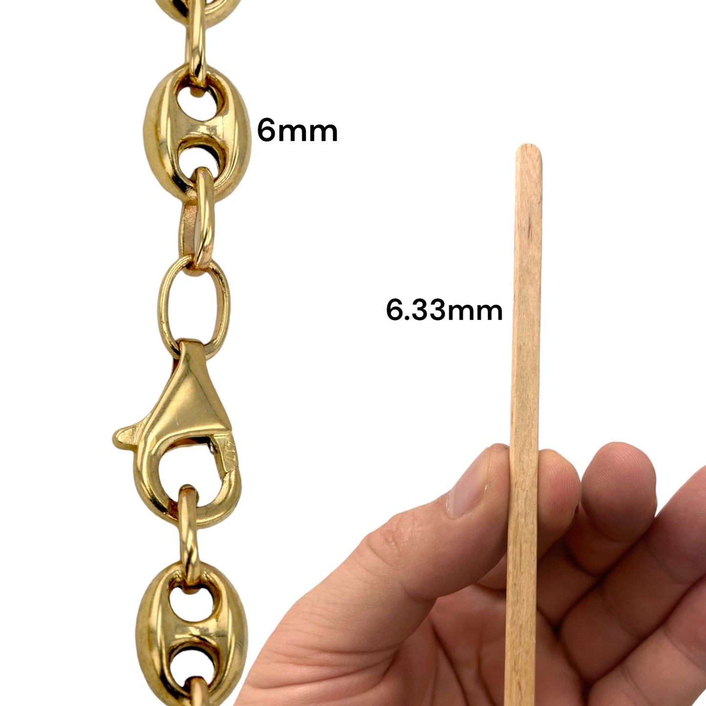 10k Yellow gold 8mm mariner puff anklet-226945