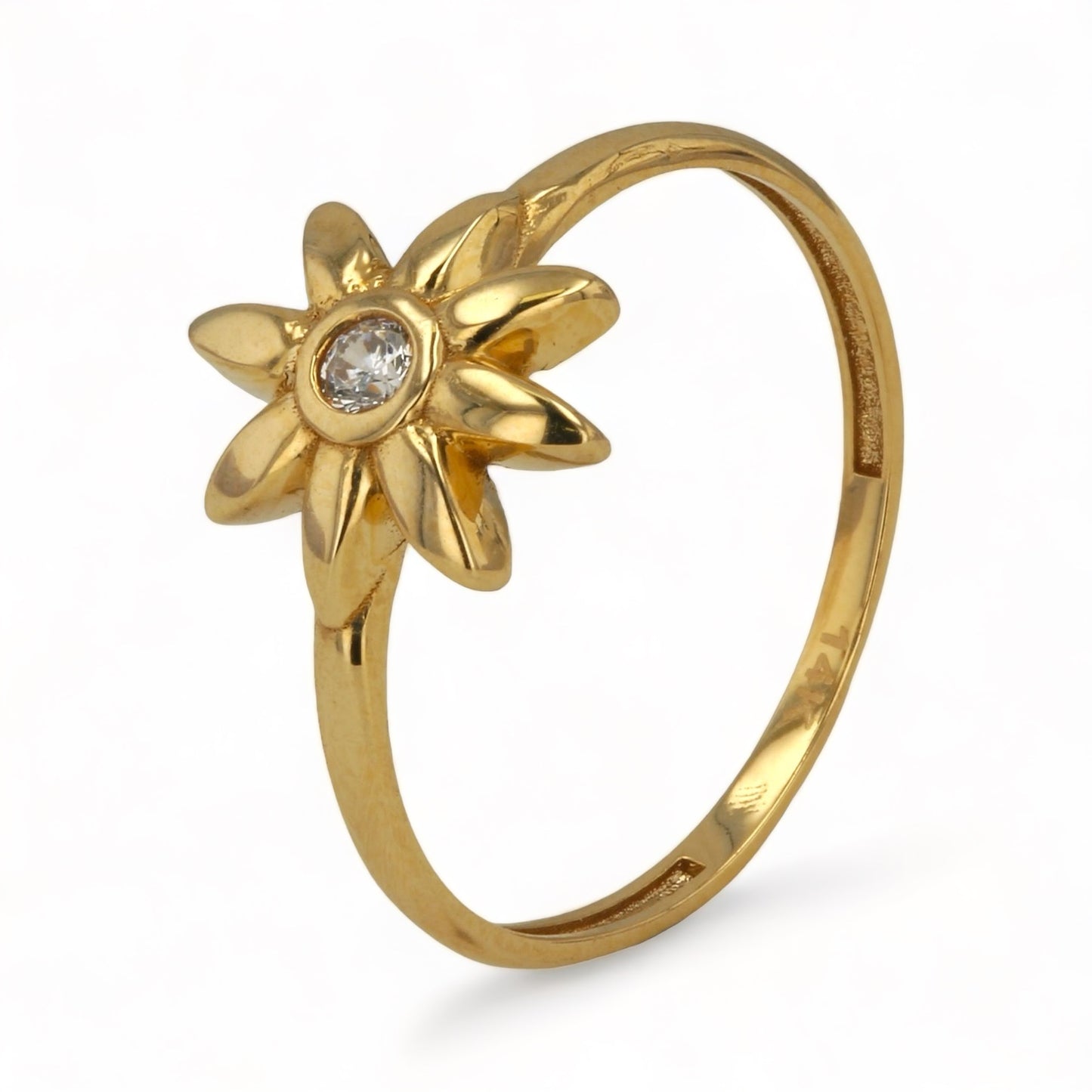 14K Yellow Gold Lili Flower Ring - 1023