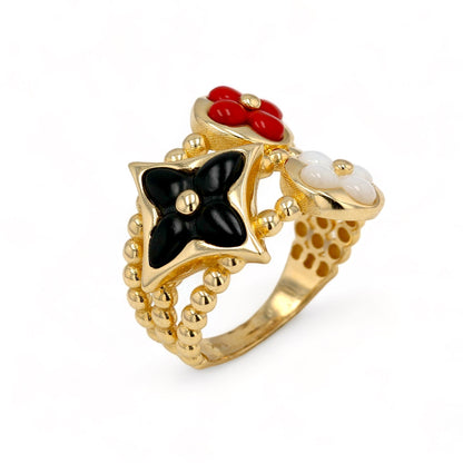 14K Yellow gold multi color clover ring-226728