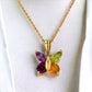14k set chain with color tourmaline butterfly