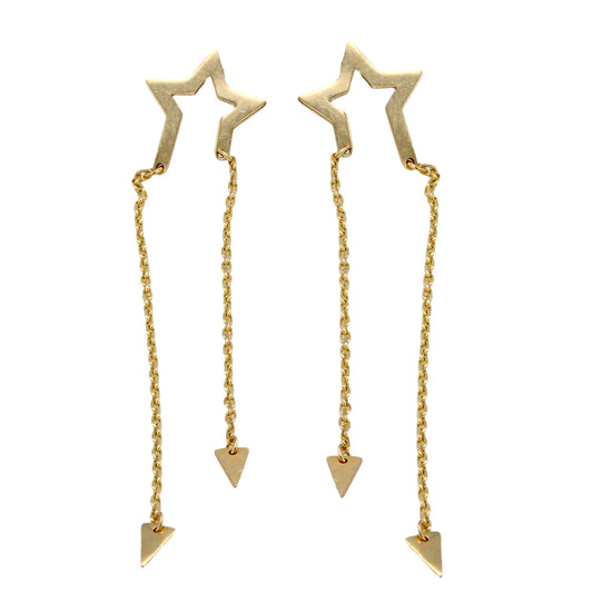 14K Yellow gold star dangling earrings-10898