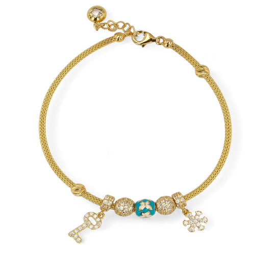 14K Yellow gold braids charms bracelet-316261
