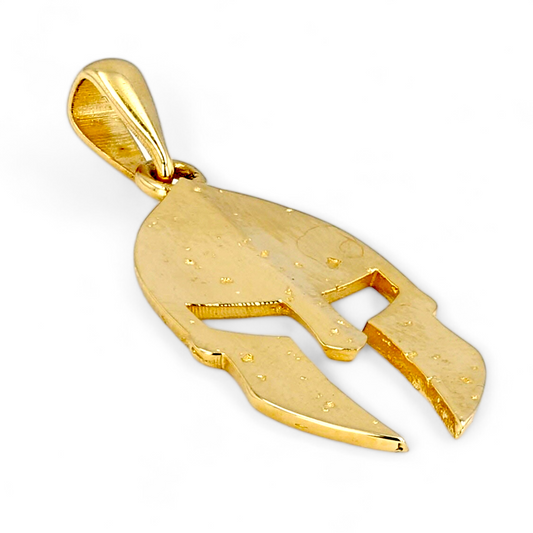 14K Yellow gold solid gladiator helmet pendant-2254514