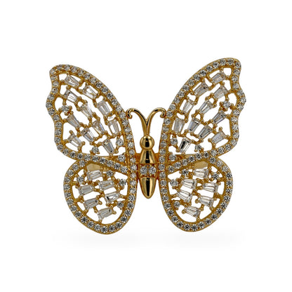 14K Yellow gold large butterfly ring-223557