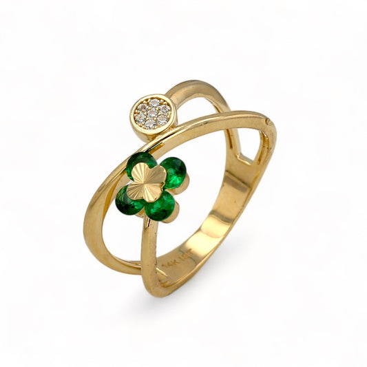 14K Yellow gold clover ring-63839