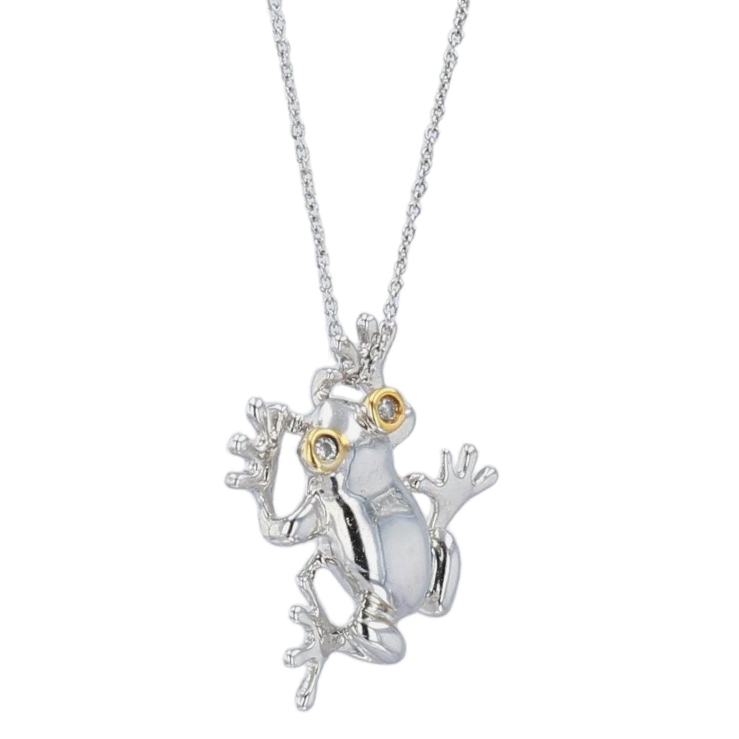 10k solid white gold lucky frog diamonds accent choker-206008