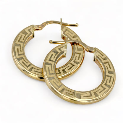 10K yellow gold Greek hoops earrings-7901