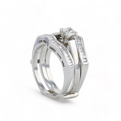 14K White gold duo 1CT diamonds wedding ring-64827