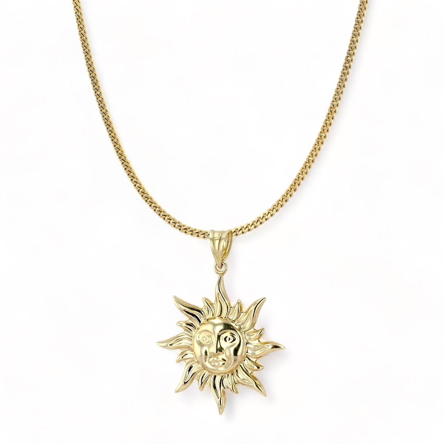 10K yellow gold sun necklace-65389