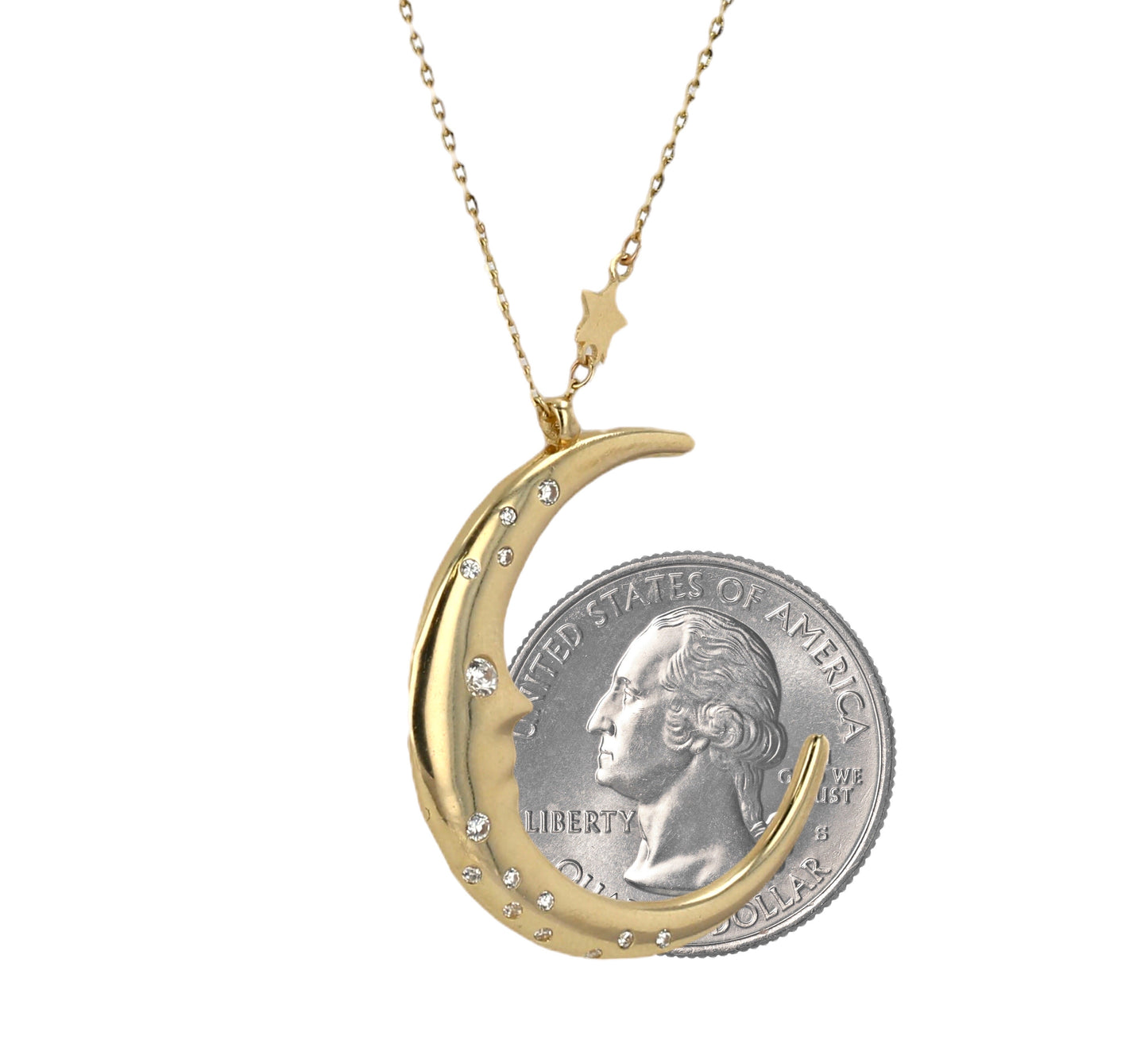 14K Yellow gold moon start Necklace-4572
