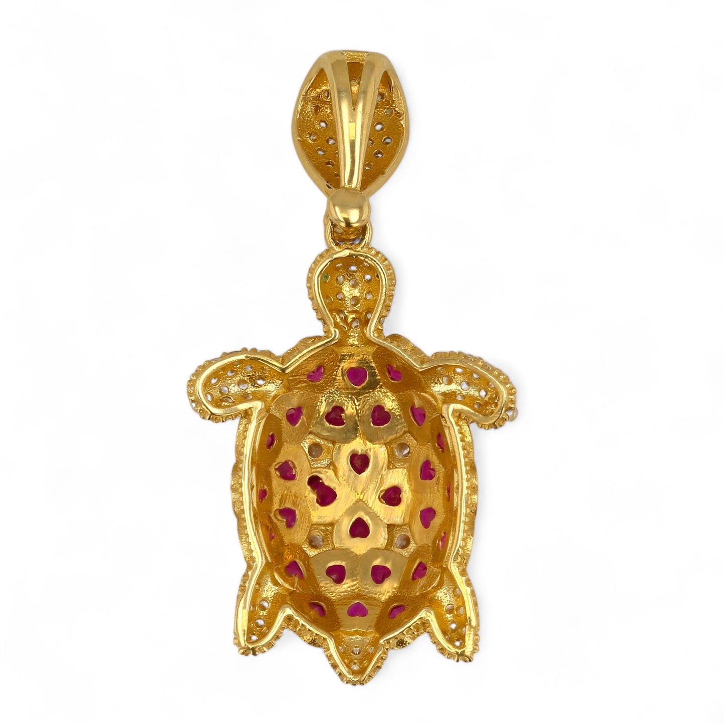 14K Yellow gold red turtle pendant-320885