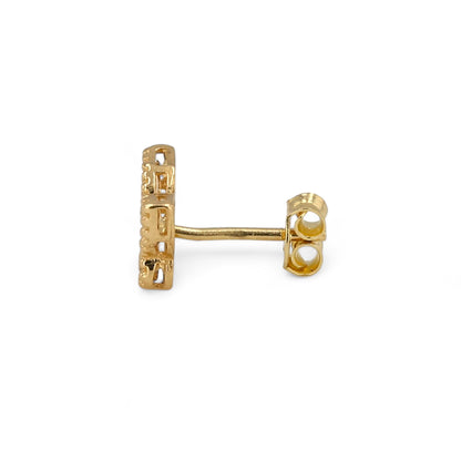 14K Yellow gold diamond cut studs butterfly earrings-4303829