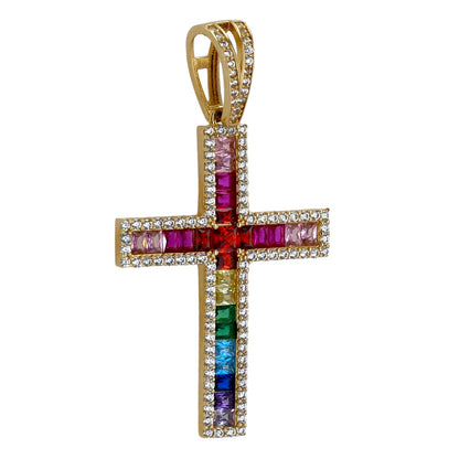 14k yellow gold rainbow cross-224978