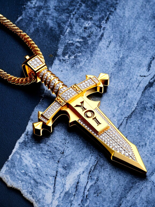 Sword gemstone yellow gold 14k