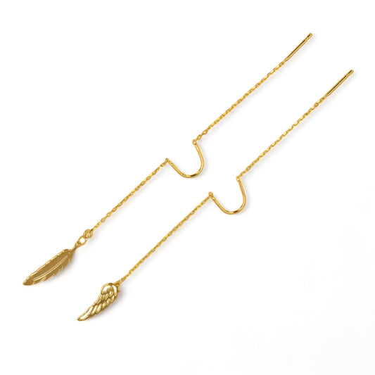14K Yellow gold dangling earrings-63738