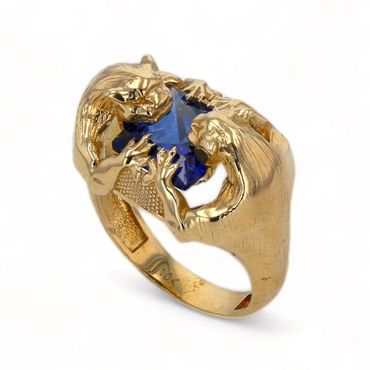 10K yellow gold two panther ring-221987