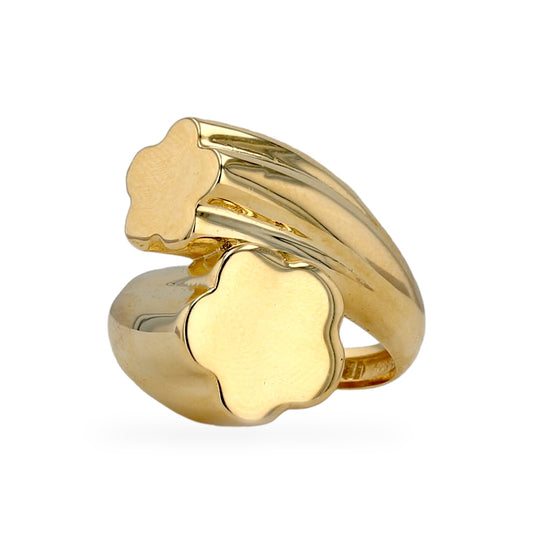 14K Yellow gold duo clover ring