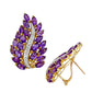 14k Yellow gold grapes amethyst and diamonds earrings
