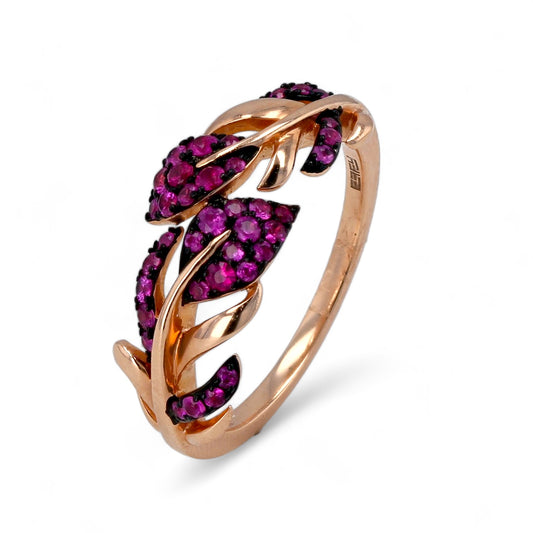 14K rose gold original EFFY leaf ruby ring-31732