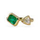 Yellow 14k gold emerald and diamonds ring