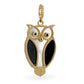 14K Yellow gold mother pearl onyx owl pendant-226059