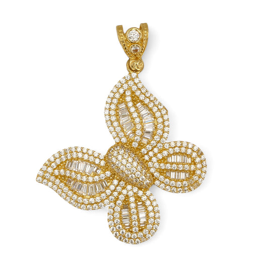 14K Yellow gold butterfly pendant-321497