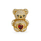 14k yellow gold big red Teddy bear earrings