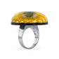 Sterling silver 925 gold 22k accent resine mushroom sunflower ring