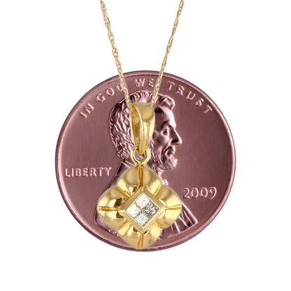 14K Yellow gold singapore diamonds clover pendant-5398207